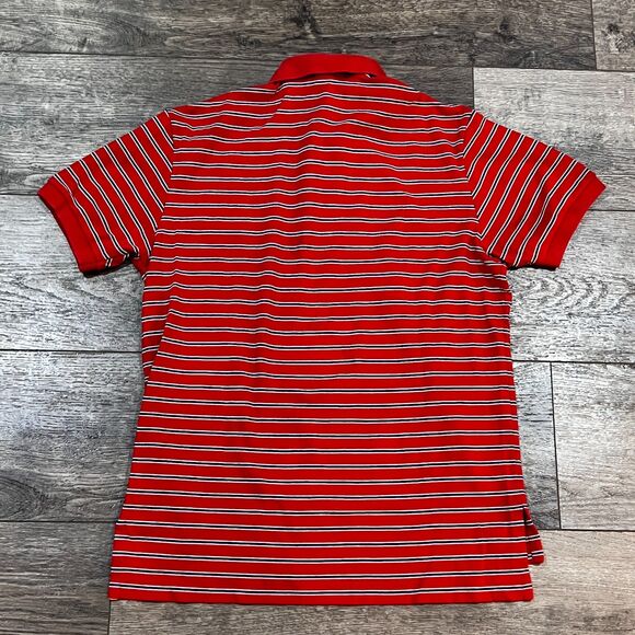 Vintage Polo Ralph Lauren Red and White Classic Fit Striped Polo Shirt - Medium - Picture 5 of 5